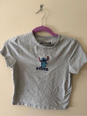 Disney Stitch Juniors Grey Graphic Tee